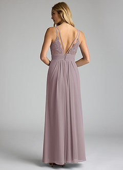 Azazie Maren Allure Abiti da Damigella Abito A-Line in Chiffon con Scollo a V in Pizzo Dusk image5