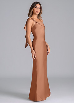 Azazie Driea Brudtärnklänningar Klä av Sjöjungfru i Stretch Satin Ena axeln Bronzer image4