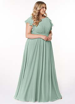 Azazie Daphne Modest Bridesmaid Dresses A-Line Ruffled Chiffon Floor-Length Dress image9