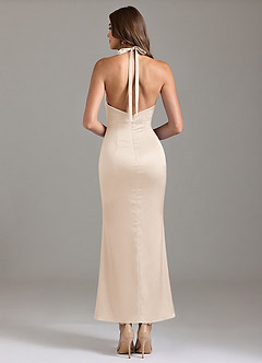 Azazie Valerie Bridesmaid Dresses White Alabaster Mermaid Pleated Stretch Satin Dress image2