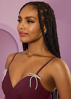 Barbie ♥ Azazie Jurken voor bruidsmeisjes Jurk van Chiffon met A-Lijn met Zakken Cabernet image10