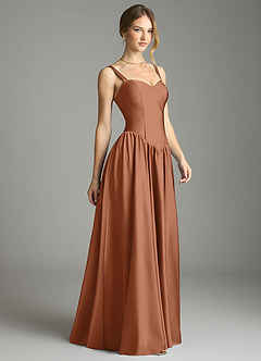 Azazie Evadina Suknie dla druhen Linia A Gorset Satyna elastyczna Do ziemi Sukienka image4