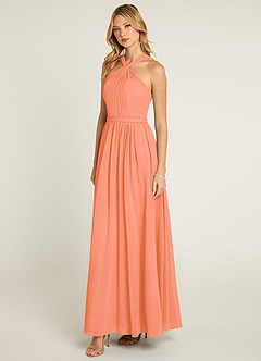 Azazie Jacey Bridesmaid Dresses Sunset A-Line Pleated Chiffon Dress image3