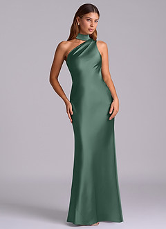 Azazie Seona Robes de demoiselle d'honneur Robe Sirène en Satin extensible Ue épaule Eucalyptus image7