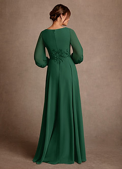 Azazie Yorba Abiti per la Madre della Sposa Abito A-Line in Chiffon Pizzo Verde Scuro image3