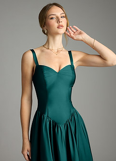 Azazie Evadina Suknie dla druhen Linia A Gorset Satyna elastyczna Do ziemi Sukienka image5