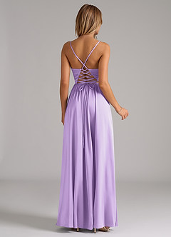 Azazie Aaida Bridesmaid Dresses Lilac A-Line Corset Stretch Satin Dress image6