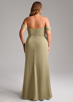 Azazie Saige Jurken voor bruidsmeisjes Converteerbaar Jurk van Chiffon met A-Lijn Off the Shoulder Mosgroen image15