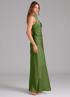 Azazie Evadne Bridesmaid Dresses Juniper Sheath Pleated Stretch Satin Dress image4