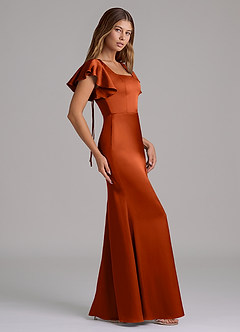 Azazie Elkie Bridesmaid Dresses Paprika Mermaid Square Neckline Stretch Satin Dress image3