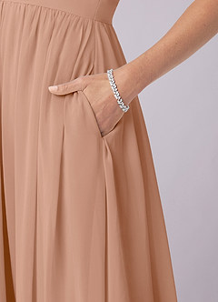 Barbie ♥ Azazie Bridesmaid Dresses Champagne Rose A-Line Corset Chiffon Dress image8