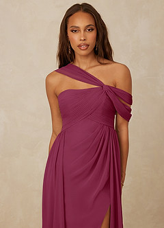 Christian Siriano Bridal for Azazie 1014 Bridesmaid Dresses Mulberry A-Line Off the Shoulder Chiffon Dress image6