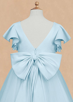 Azazie Kaeya Flower Girl Dresses Sky Blue A-Line Bow Tulle Dress image8