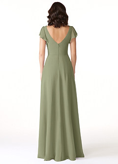 Azazie Omari Robes de demoiselle d'honneur Robe Trapèze en Mousseline de soie Pistache image2
