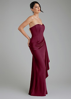 Azazie Draya Bridesmaid Dresses Mulberry Mermaid Strapless Stretch Satin Dress image7