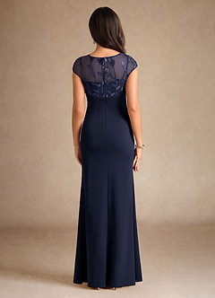 Azazie Santa Clarita Mother of the Bride Dresses Dark Navy Mermaid Sequins Stretch Crepe Dress image6