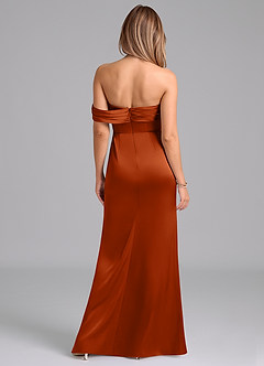 Azazie Lisbeth Vestidos de damas de honor Vestido de Naranja Quemada de Satén Elástico de Corte Sirena Convertible con Vestidos sin tirantes image7