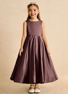 Azazie Cailee Flower Girl Klänningar Klä Balklänning i Matt satäng Plisserad image6