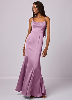 Barbie ♥ Azazie Robes de demoiselle d'honneur Robe Sirène en Satin extensible Arc Glycine image2