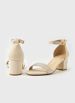 front Shimmer Strap Block Heel Sandalen