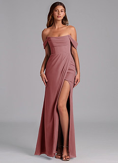 Azazie Johana Jurken voor bruidsmeisjes Converteerbaar Jurk van Chiffon met Zeemeermin Off the Shoulder Amethist image1