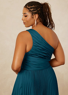 Christian Siriano Bridal for Azazie 1008 Bridesmaid Dresses Ink Blue A-Line One Shoulder Stretch Satin Dress image15
