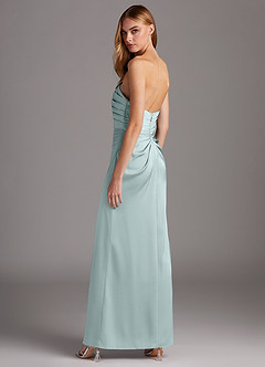 Azazie Lexie Bridesmaid Dresses Sea Glass Sheath Strapless Stretch Satin Convertible Dress image5
