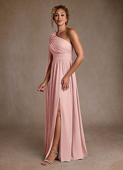 Azazie Lancaster Mère de la mariée Robes Robe Trapèze en Mousseline de soie Une épaule Rose Poudré image5