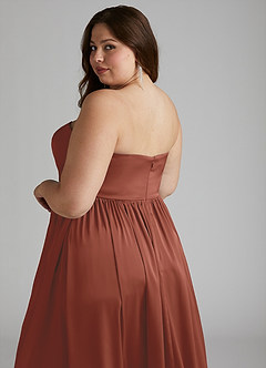 Azazie Morana Final Sale Auburn A-Line Off the Shoulder Stretch Satin Convertible Dress image20