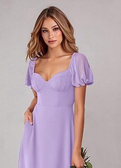 Azazie Fatima Bridesmaid Dresses Lilac A-Line with Pockets Chiffon Dress image6