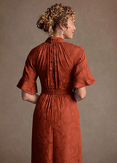 Azazie Hypatia Klänningar till brudens mor Klä Tubklänning i Blommig Utbrändhet Plisserad Kastanjebrunt image7