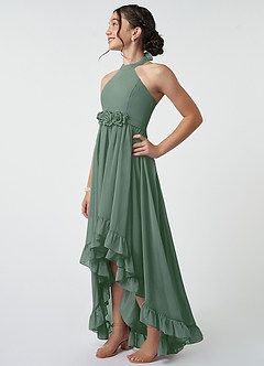 Azazie Hermione Junior Eucalyptus A-Line Chiffon Dress image4