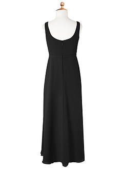Azazie Renee Junior Vestido de Negro de Gasa de Corte En A con Corte Lateral image6