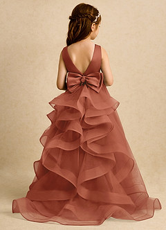 Azazie Lior Abiti da Ragazza di Fiori Abito Principessa in Tulle Plissettato Auburn image1