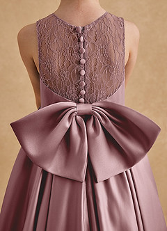Azazie Sammy Flower Girl Dresses Dusty Rose A-Line Lace Matte Satin Dress image6