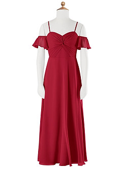 Azazie Juna Junior Robe Trapèze en Mousseline de soie Épaule décolletée Écarlate image6
