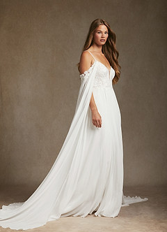 Azazie Nova Wedding Dresses Diamond White A-Line Sequins Chiffon Dress image1