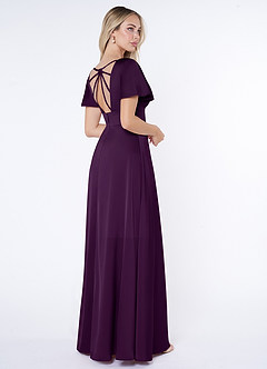 Azazie Lani Vestidos de madrinha de casamento Vestir Uva de Cetim elástico de Linha A com Plissado image5