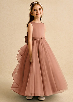 Azazie Lior Robe Demoiselle D'honneur Fillette Robe Princesse en Tulle Plissée Bronze image3