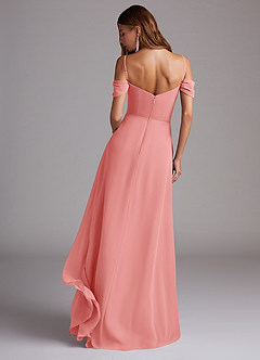 Azazie Marley Bridesmaid Dresses Coral A-Line Off the Shoulder Chiffon Convertible Dress image8