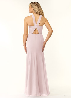 Azazie Rue Brautjungfernkleider A-Linie Halter Chiffon Kleid Zartrosa image2