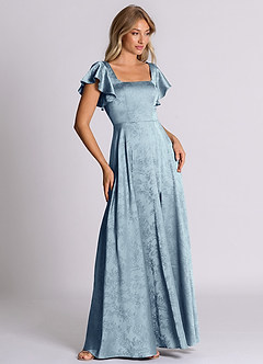 Azazie Bondi 신부 들러리 드레스 A라인 절하다 자카드 바닥 길이 드레스 image5