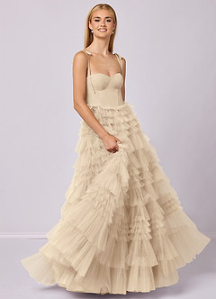 Barbie ♥ Azazie Bridesmaid Dresses Champagne A-Line Sweetheart Neckline Tulle Dress image3