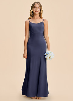 Azazie Lioren Junior Stormy Sheath Bow Stretch Satin Dress image5