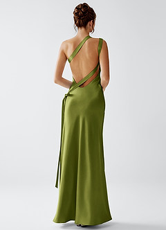 Stephanie Olive Luminous Satin Maxi Dress image1