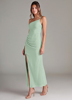 Azazie Eren Jurken voor bruidsmeisjes Jurk van Chiffon met Zeemeermin One-Shoulder Agave image5