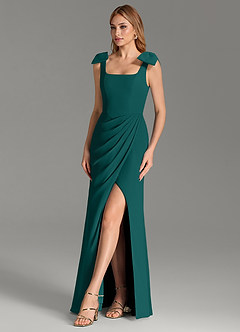 Azazie Adalynn Bridesmaid Dresses Peacock Mermaid Pleated Chiffon Dress image5