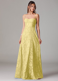 Azazie Valentine Bridesmaid Dresses Canary A-Line Sweetheart Neckline Floral Burnout Dress image1