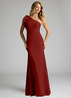 Azazie Rinna Brautjungfernkleider Meerjungfrau-Linie One-Shoulder Stretch-Krepp Kleid Terrakotta image3