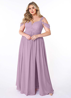 Azazie Lianne Vestidos de damas de honor Vestido de Glicinia de Gasa de Corte en A con Vestidos sin tirantes image8